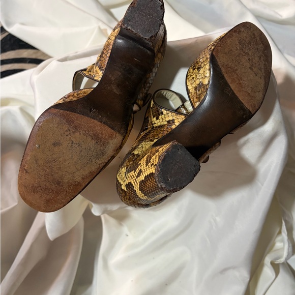 ✨ RARE Vintage Italian Python Snakeskin T-Strap Mary Jane Heels - Picture 4 of 11